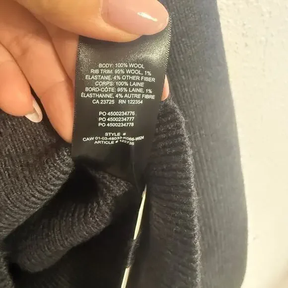 NWOT Babaton Women Heather Charcoal Atticus Merino Wool V-Neck Sweater Sz Small - Picture 11 of 11